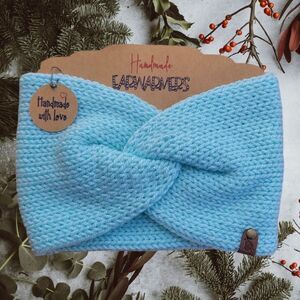 Handmade Knit Adult Light Blue Sparkle Glitter Earwarmer Headband